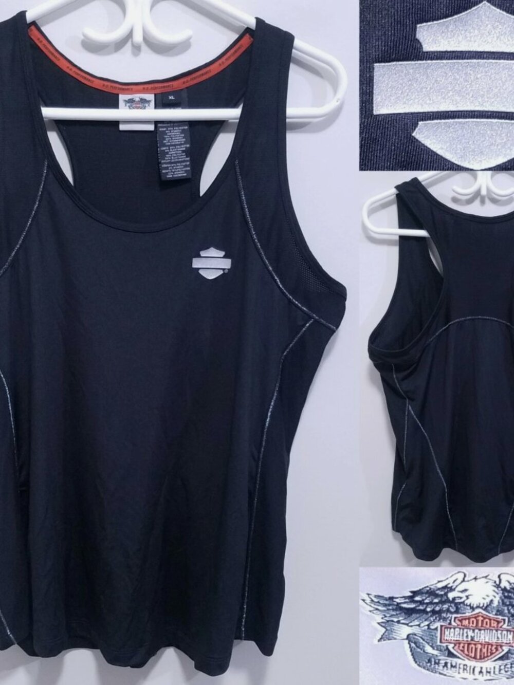 Harley Davidson Motorcycles Tank Top Shirt Size XL Silver Black H-D Performance